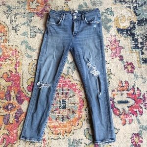 AGOLDE Sophie Ripped High Rise Crop Skinny Jeans